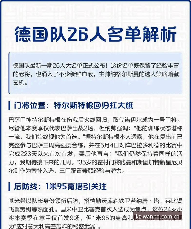 万搏体育高清直播功能详解 德国队世界杯大名单全面解析:诺伊尔传奇回归,18岁新星卡尔入选